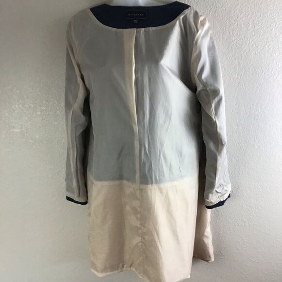 Metaphor Retro Remix Blue &Cream Color Block Coat - Picture 9 of 9